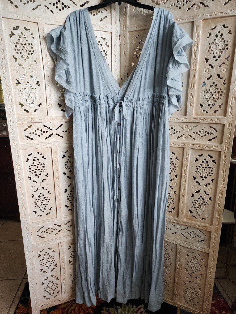NWOT Sweet Lovely By Jen- Short Sleeve Maxi Dress- Blue- Size Medium